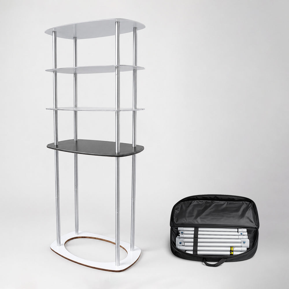 Rectangular Fabric Display Counter with Acrylic Triple Shelves