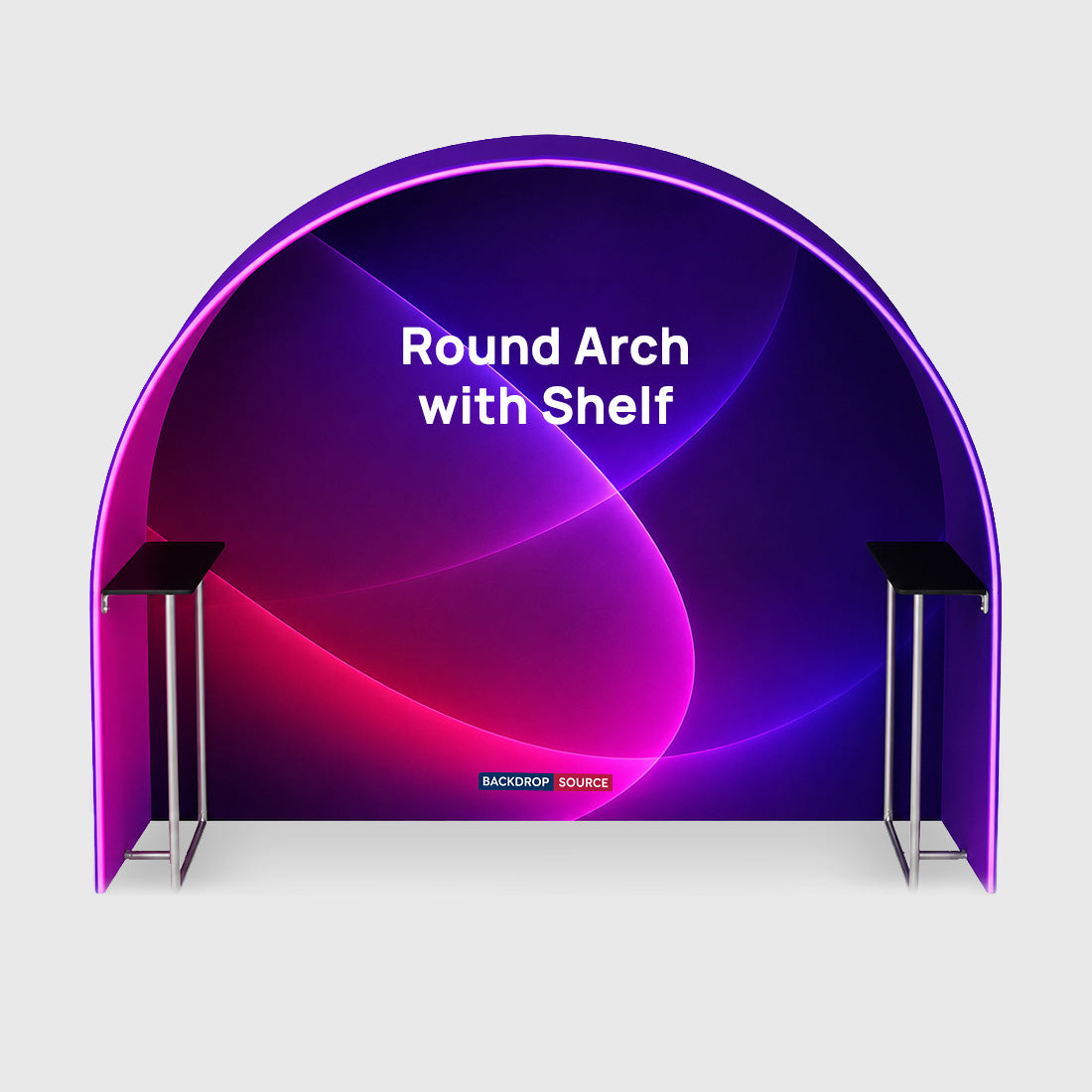 Round Fabric Arch Exhibition Booth with Built-In Shelf