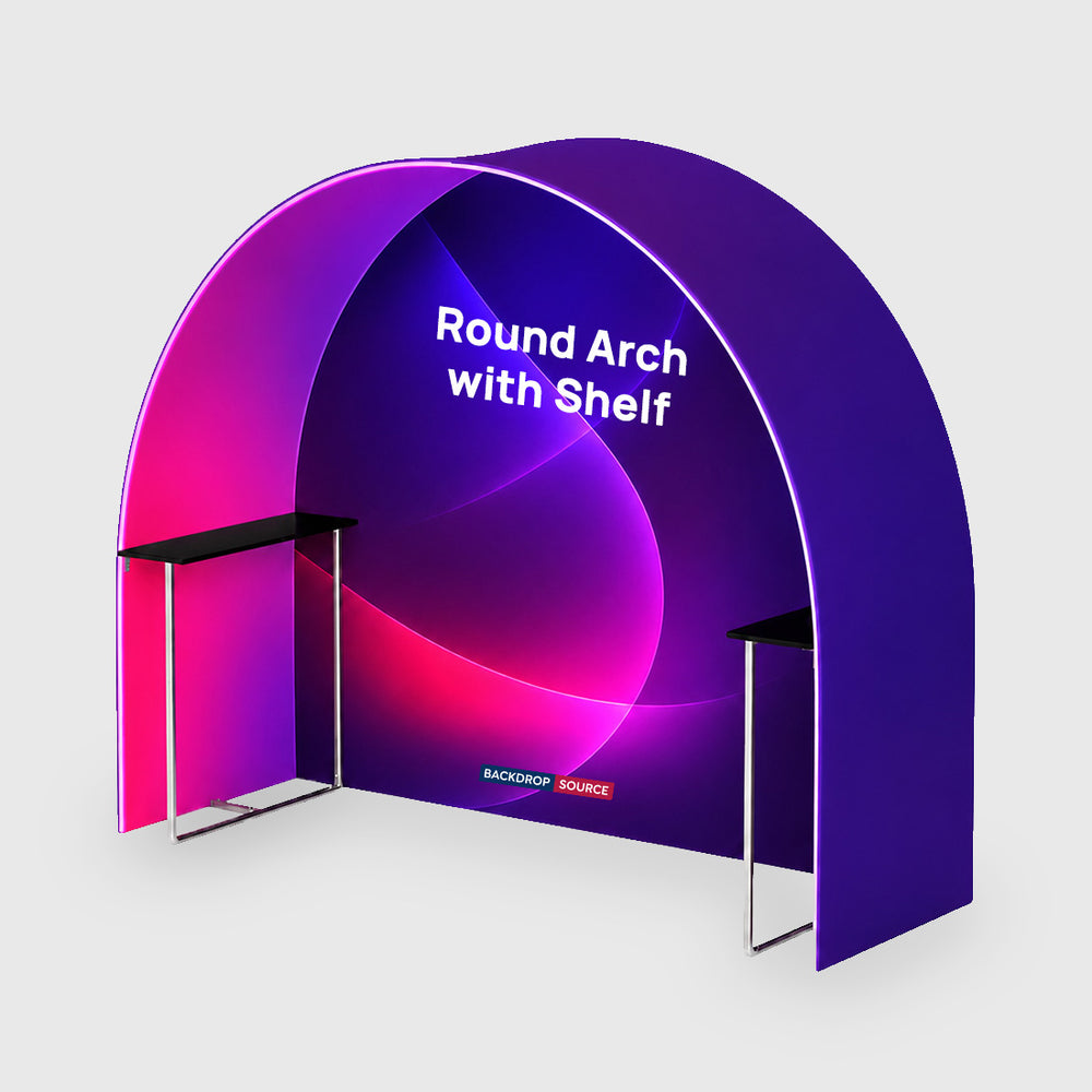 Round Fabric Arch Exhibition Booth with Built-In Shelf