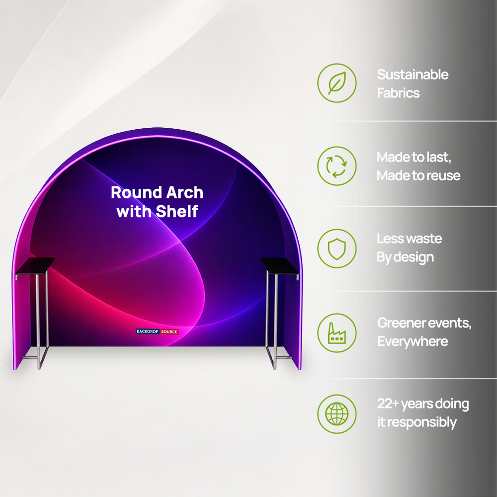 Round Fabric Arch Exhibition Booth with Built-In Shelf