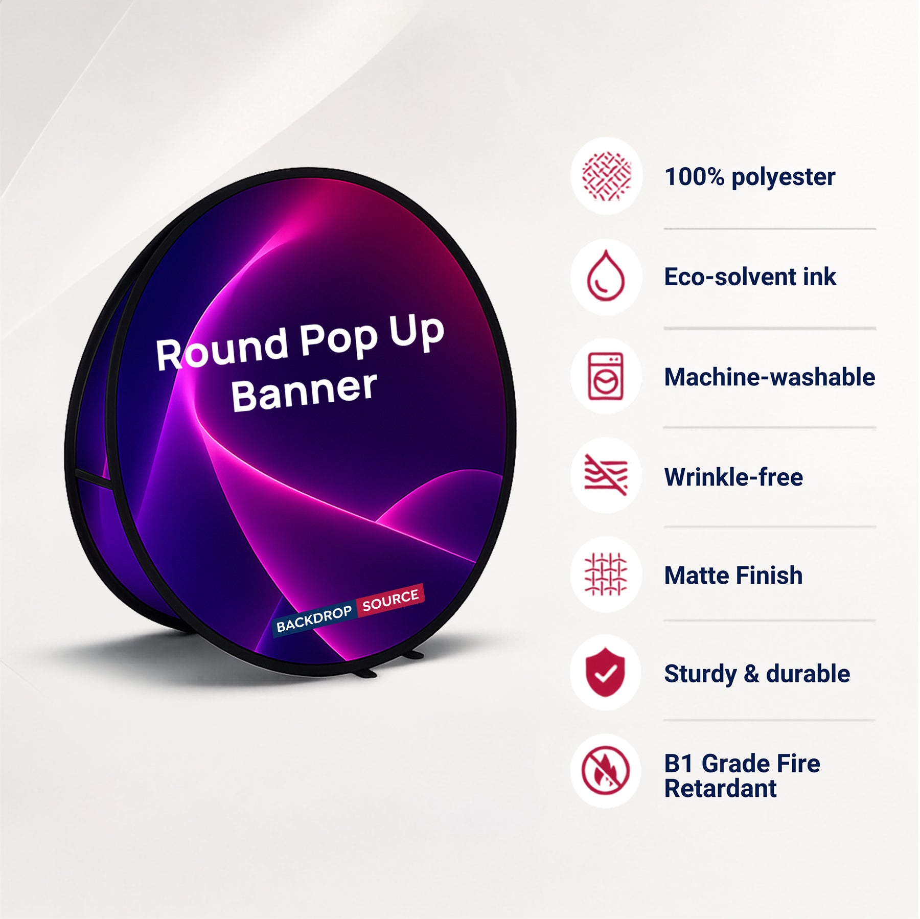 Round Fabric Pop Up Banners – Double Side Printed