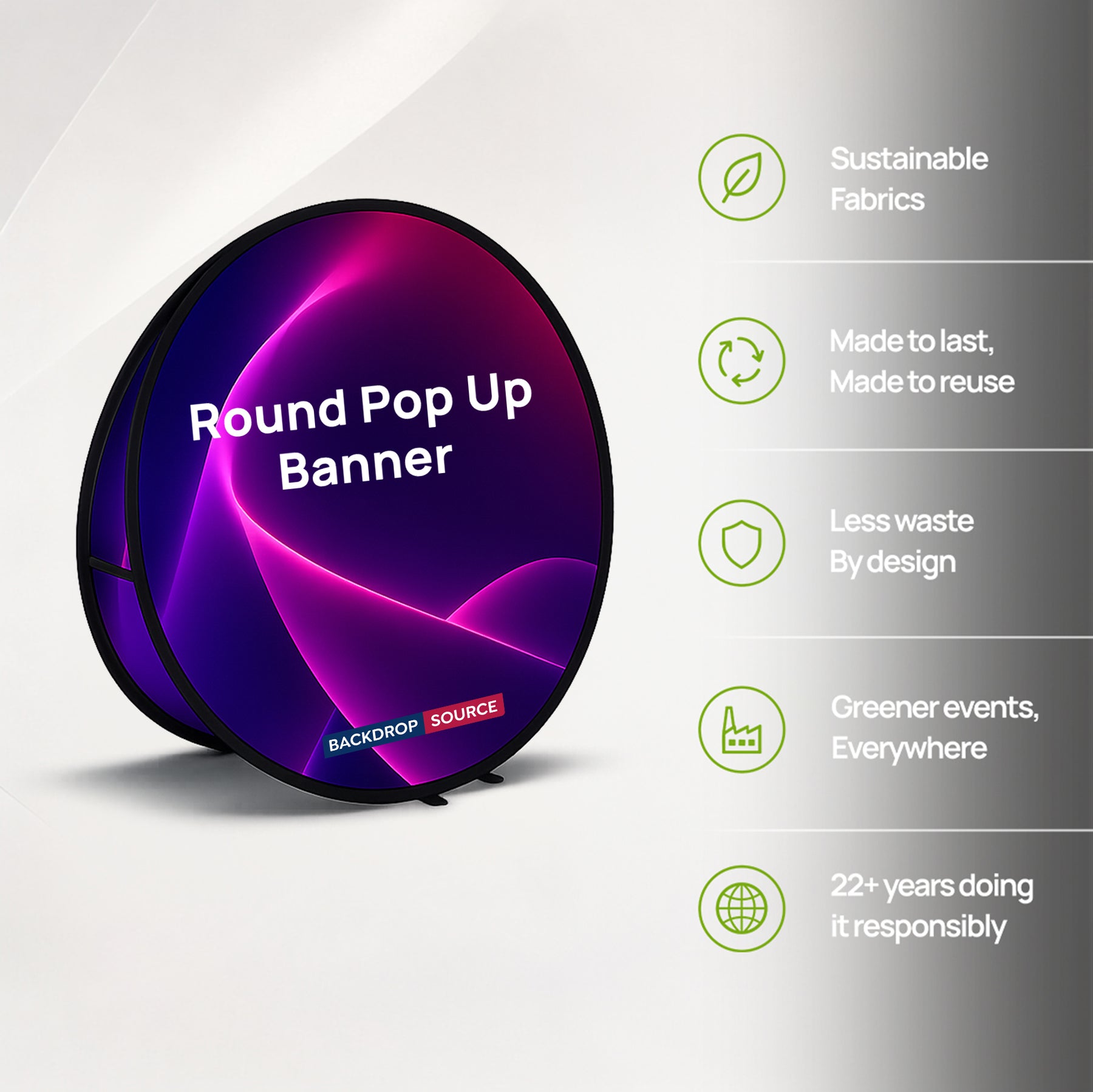 Round Fabric Pop Up Banners – Double Side Printed
