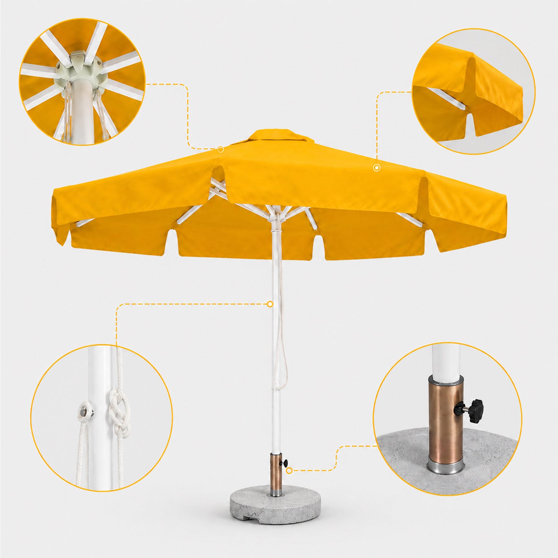 Round Market Umbrellas With Valances – 3m x 3m