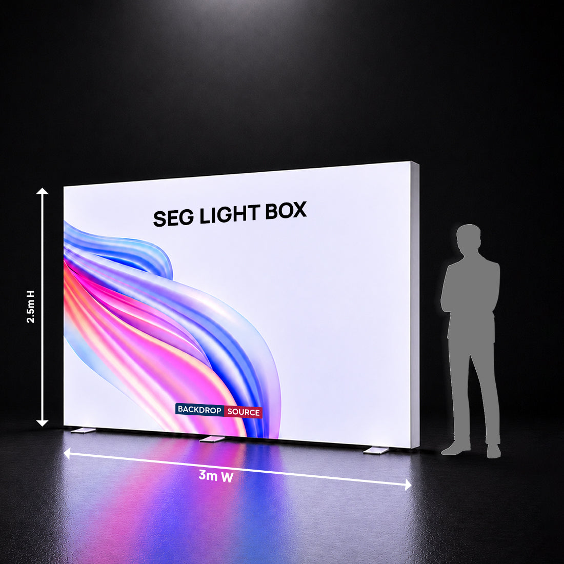 SEG Frameless Fabric Led Light Box Display - 3m W x 2.5 H x 120mm D