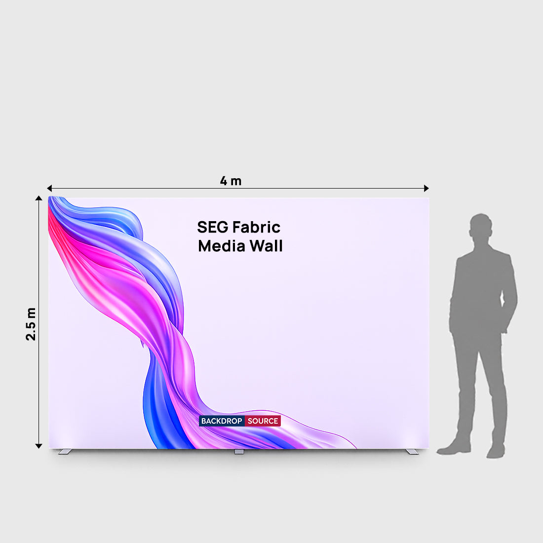 Non-Backlit SEG Fabric Media Wall - 4m W x 2.5m H