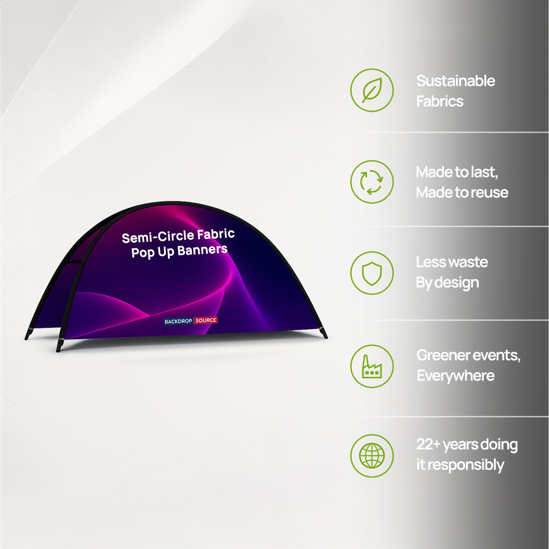 Semi-Circle Fabric Pop Up Banners (Double Side Printed)
