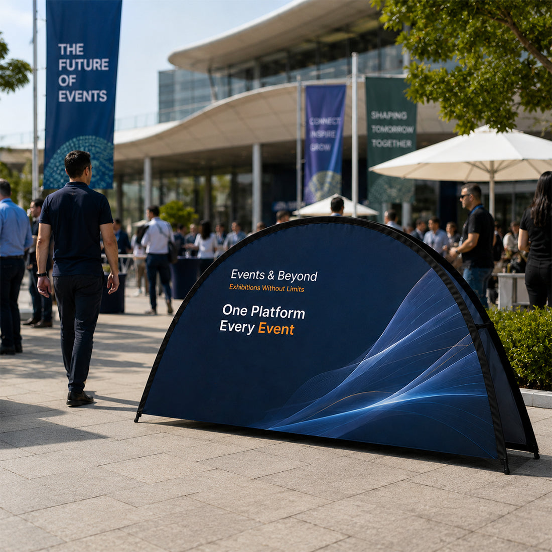 Semi-Circle Fabric Pop Up Banners (Double Side Printed)