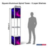 Square Portable Aluminum Spiral Tower Display - 5 Layer Shelves