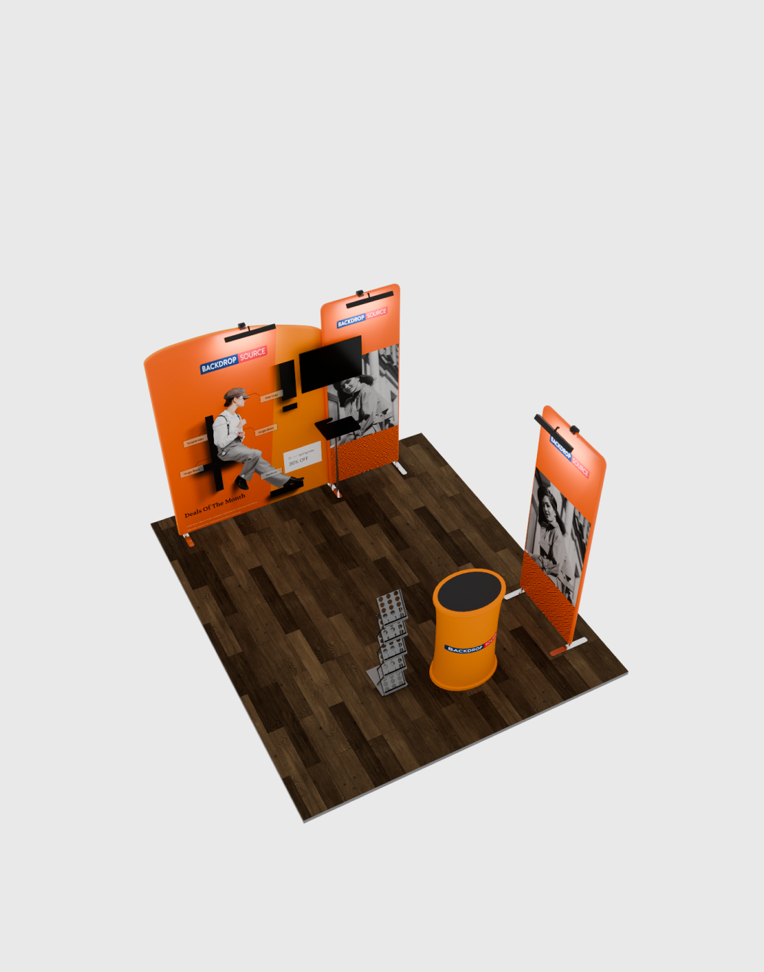 3m Wide Premium Modular Exhibition Booth Kit with TV Display