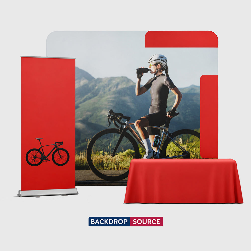 3x3m Starter Booth Kit with Backwall, Banner Stand & Table Cover