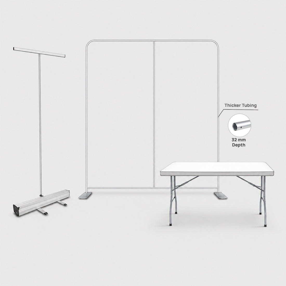 3x3m Starter Booth Kit with Backwall, Banner Stand & Table Cover