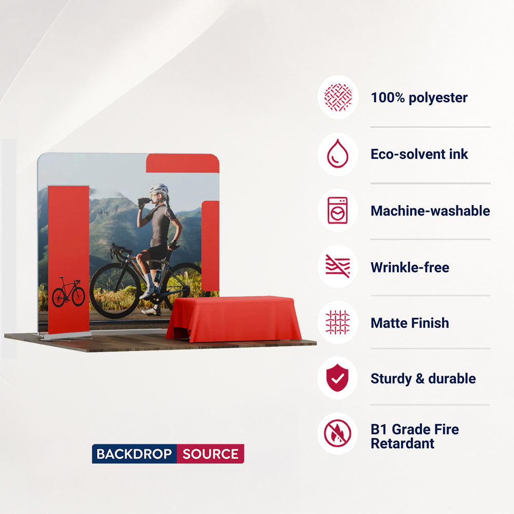 3x3m Starter Booth Kit with Backwall, Banner Stand & Table Cover
