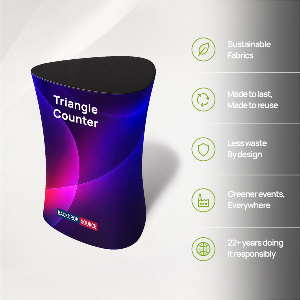 Triangle Display Counter – Fabric Podium for Booths & Exhibitions