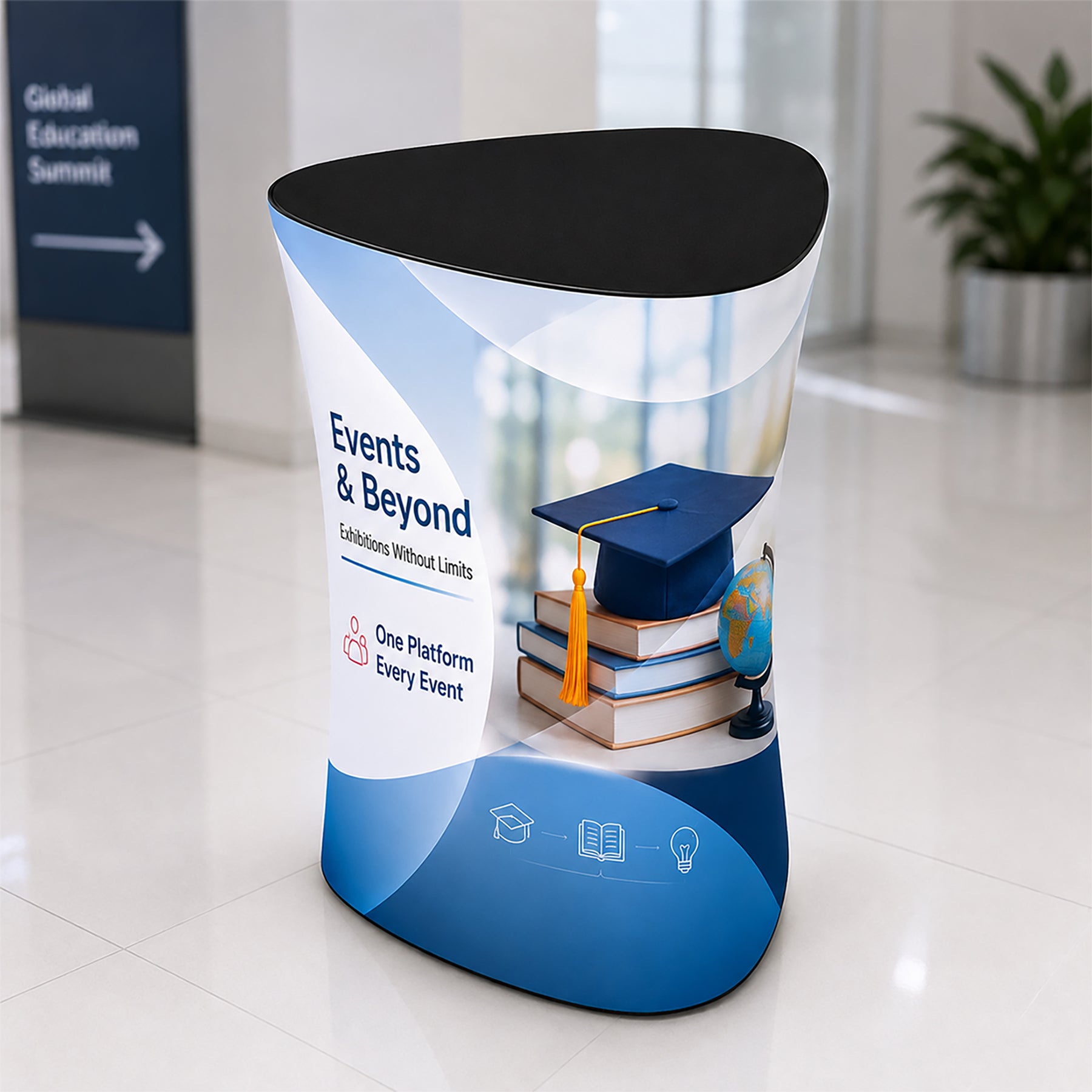 Triangle Fabric Display Counter (For Podium & Booth Exhibitions)
