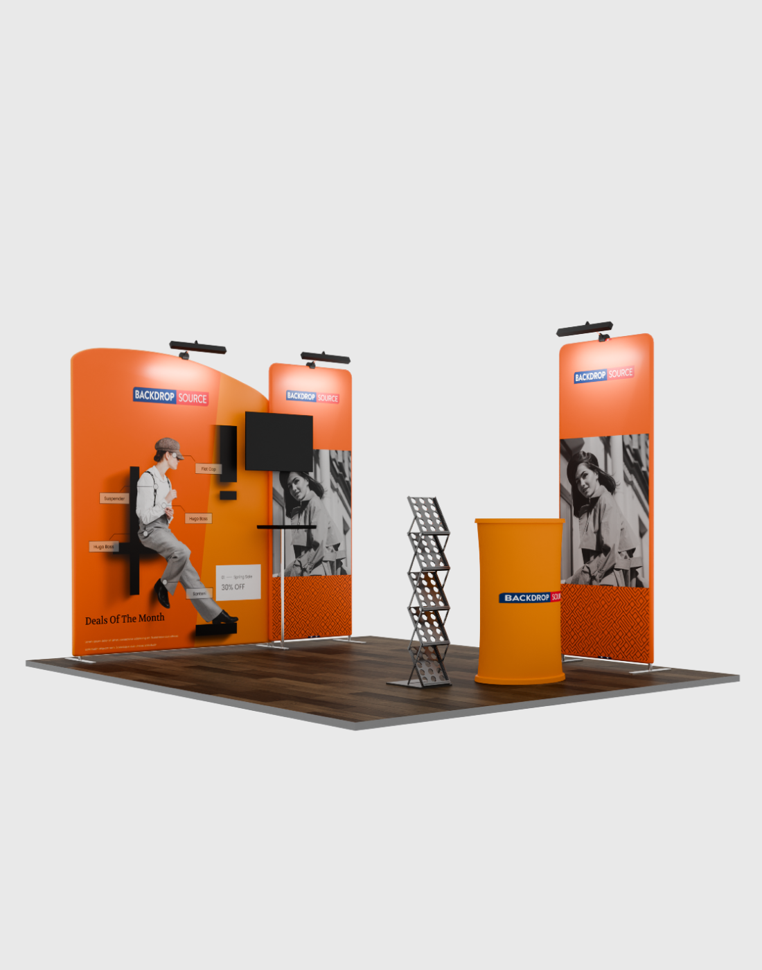 3m Wide Premium Modular Exhibition Booth Kit with TV Display