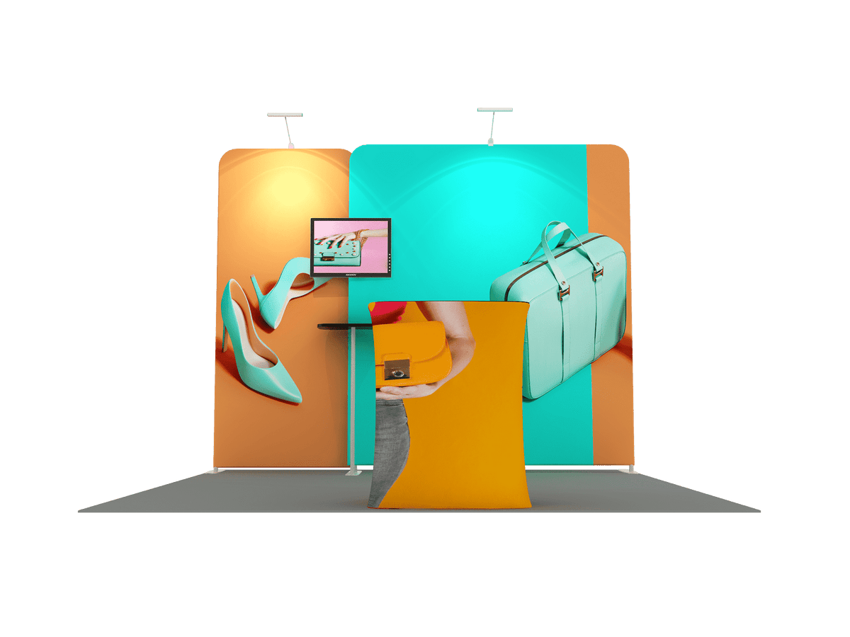 3x3m Straight Wall Booth Kit with Counter & TV Mount