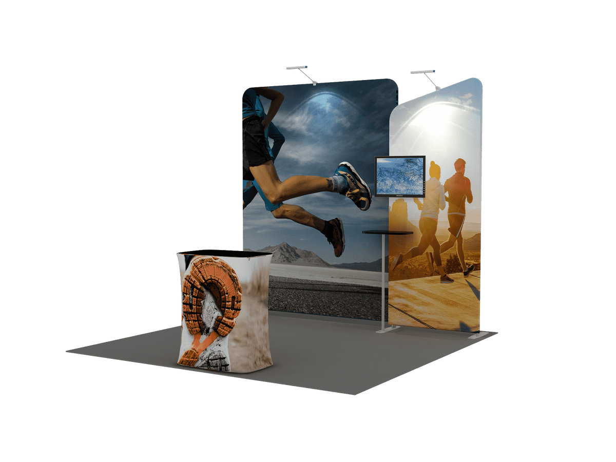 3x3m Booth Kit with Wide Straight Wall & Inclined Side Panel