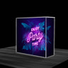 L-Shaped Illuminated Media Wall Set with Counters for 3m x 3m Booths.